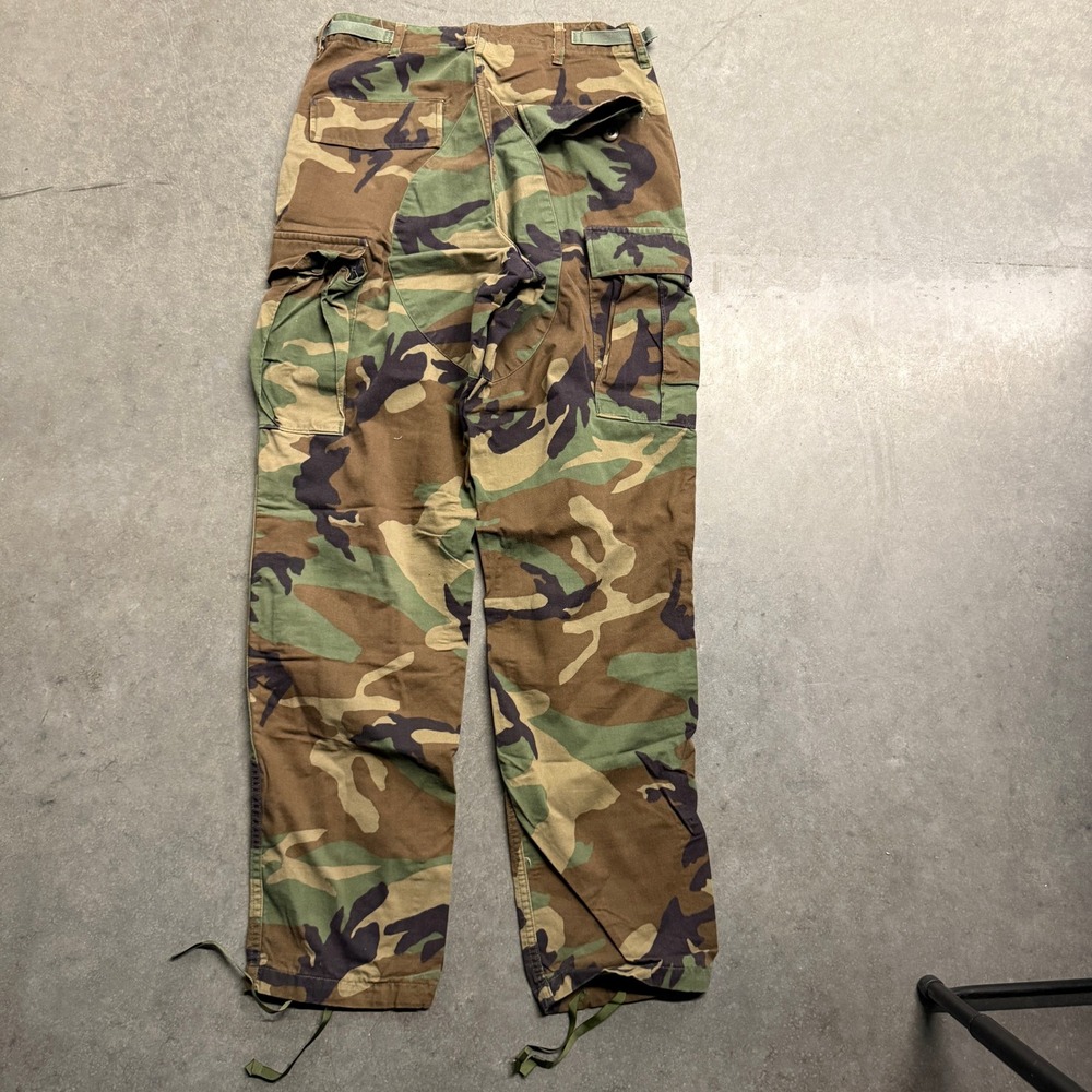 US Military Woodland Camo BDU Cargo Pants Small Long Vintage Combat Trousers